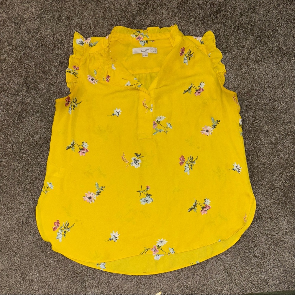 LOFT Yellow Floral Blouse